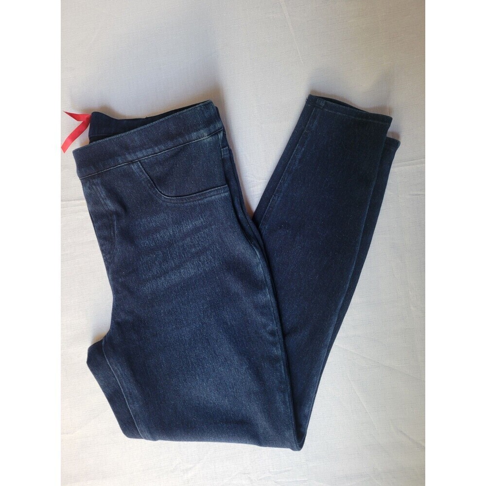 Spanx Pull On Skinny High Rise Denim jeans dark wash Size L